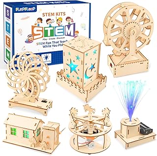 6-in-1 STEM Science Kits for Kids, Wood Arts and Craft Kits, STEM Toys for Boys Girls Age 8-12 5-7 8 10 12 13 14 Gift Idea, 3D Puzzles Building Engineering Model Set