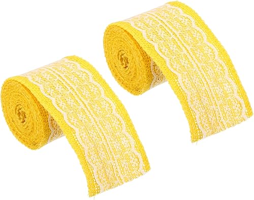 PATIKIL Rollo de encaje de cinta de arpillera de 2.2 yardas de 2.4 pulgadas de ancho, paquete de 2 rollos de tela de yute natural para envolver