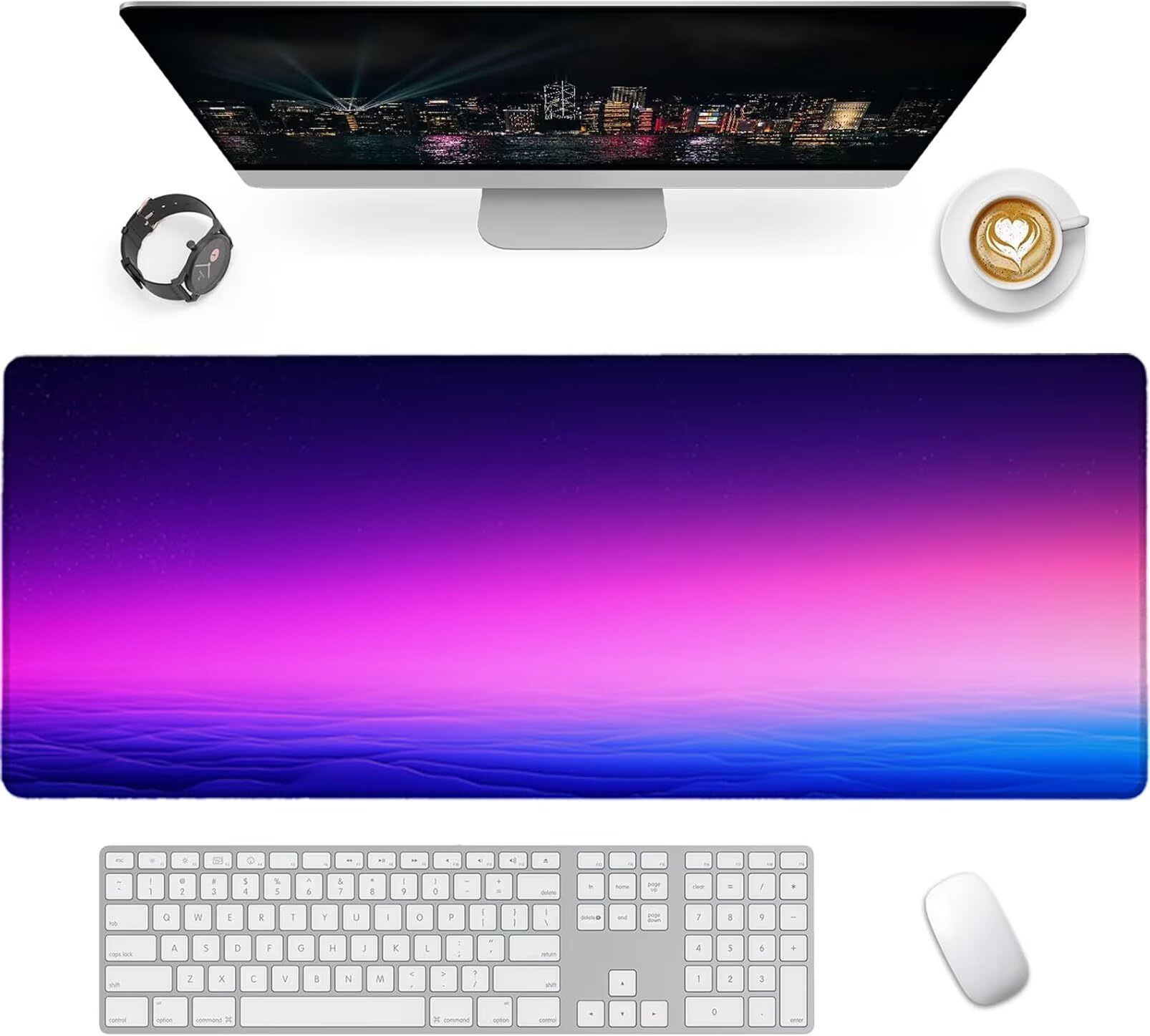 Lpfieonn Blau Großes Schreibtischunterlage, XXL Schreibtischunterlagen, Lila XXL Wasserdicht Gaming Mousepad mit Vernähter Rand und Rutschfeste Gummibasis, für Laptop/Hause/Büro 120x60cm PF-3463