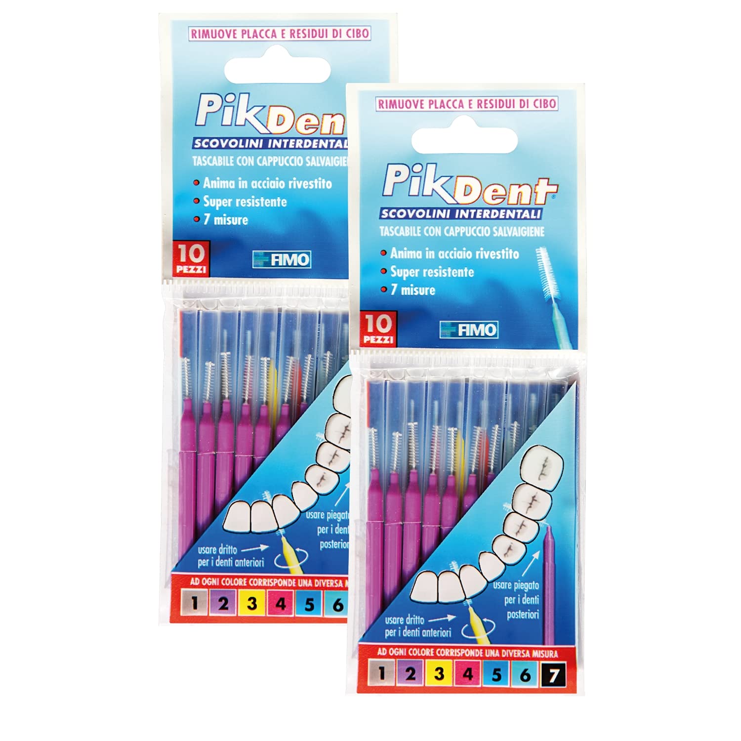 Pikdent20 Interdental Brushes. . 7 sizes. Coated wire. (0.5mm Purple)