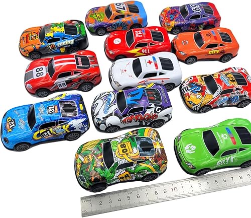 Miniatura 3 de Paquete de 12 autos de carreras de aleación a escala 143 de 4 pulgadas, auto de carreras fundido a presión, vehículos de caricatura, juguetes de