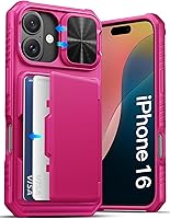 Vista 48 de ATATOO Funda tipo cartera para iPhone 16 con tarjetero (almacena 3-5 tarjetas) [bloqueo RFID] y funda deslizante para cámara, protección de grado
