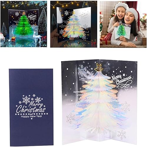 Miniatura 1 de Tarjeta desplegable 3D única de árbol de Navidad  Sobre creativo de Navidad con purpurina 2024, tarjeta tridimensional, tarjeta de felicitación de