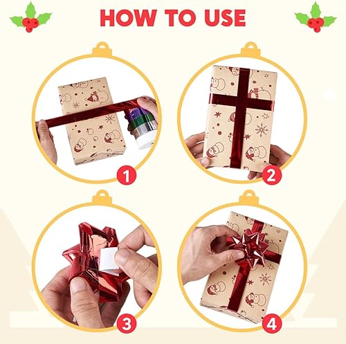 Miniatura 13 de JOYIN 75 lazos de regalo autoadhesivos de Navidad de 3 pulgadas y 2 rollos de cintas rizadas de Navidad para cestas, decoración de botellas de vino