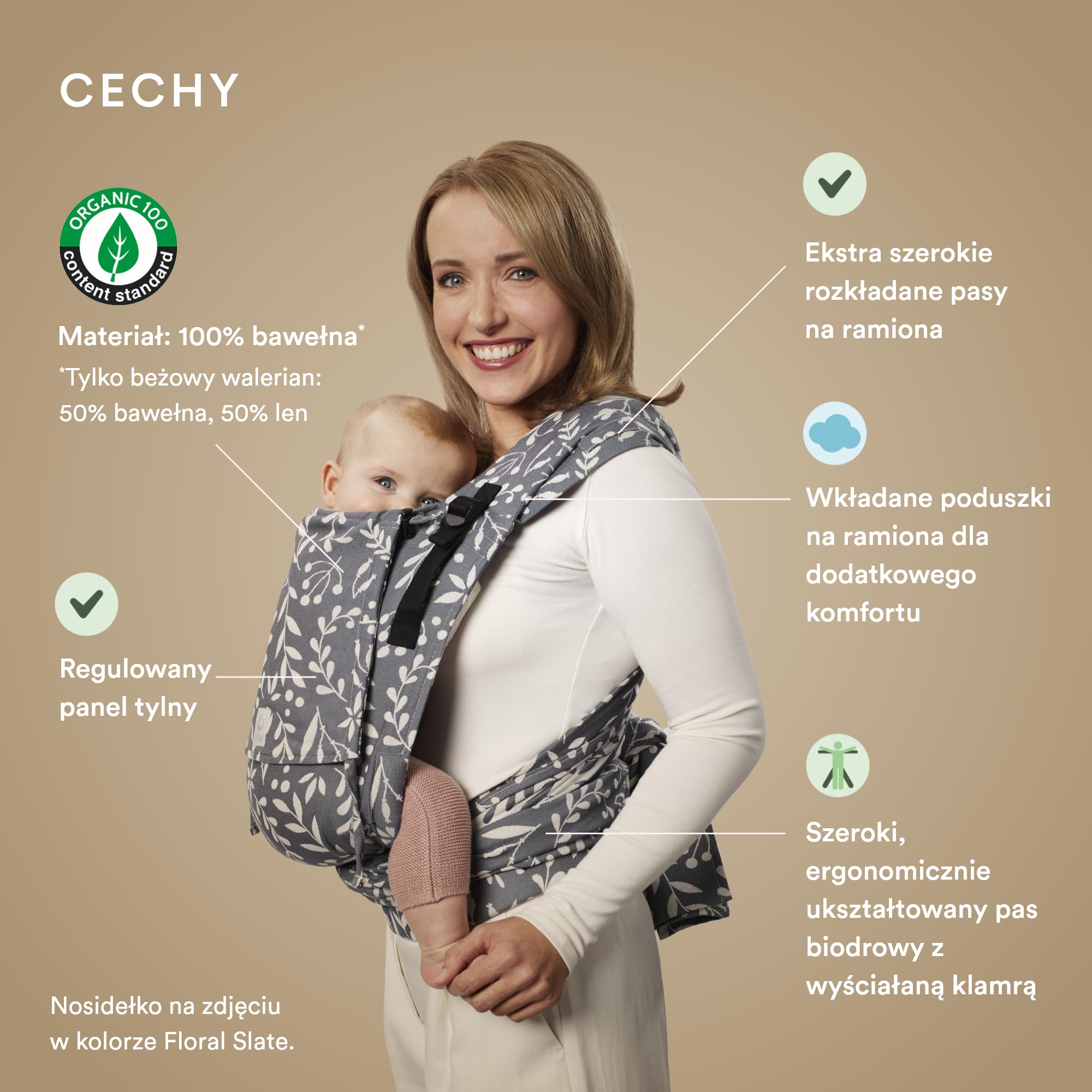 Nosidełko Stokke Limas Plus, Floral Beige (OCS) - Trzy opcje noszenia - Bezpieczne dla dzieci od 1 miesiąca/4 kg do 20 kg