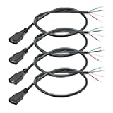 Maixbomr 4Pcs Short Micro USB Female 4 Pin Bare Wire 11inch,24AWG USB 5V/2A 4 Pin Pigtail Open End Power and Data Cable,for USB Equipment Installed or Replacement Repair DIY Cable