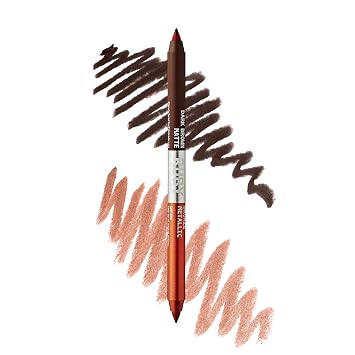 Ruby Kisses Waterproof Matte & Metallic Duo Eyeliner - Dual-Ended Smudge-Proof Pencil for Precision & Eyeshadow Multi-use, Long-Lasting, Intense Color Dark Brown/Bronze
