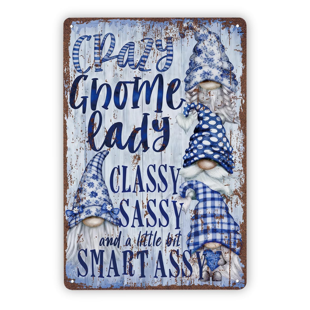Crazy Gnome Lady Garden Gnome Tin Sign, Gift For Her