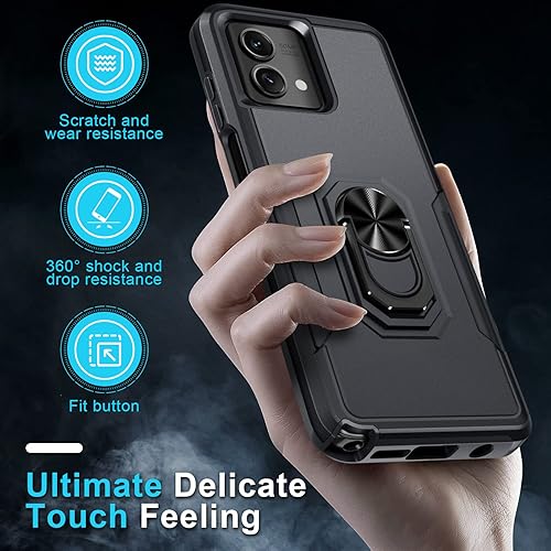Vista 6 de Janmitta Funda compatible con Moto G Stylus 5G 2023 con protector de pantalla, resistente a prueba de golpes, funda de teléfono de cuerpo completo