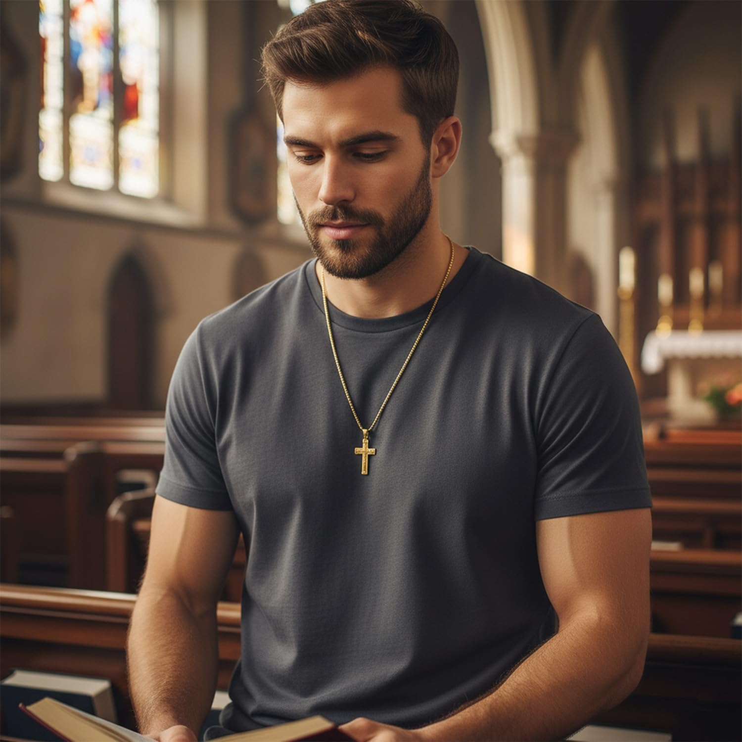 14k Gold Plated/silver Cross Necklace for women and men Religious Christian Gifts for Women Men First Communion Gifts Baptism Easter Basket Fillers Cross Necklace - Image 6