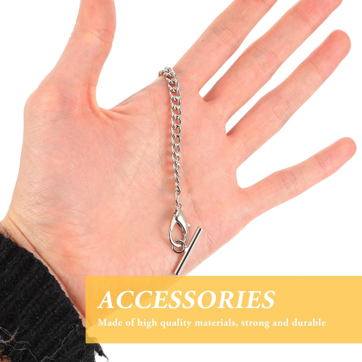 Beavorty Pocket Watch Link Hanging Chain with T Bar Clasp Metal Accessory