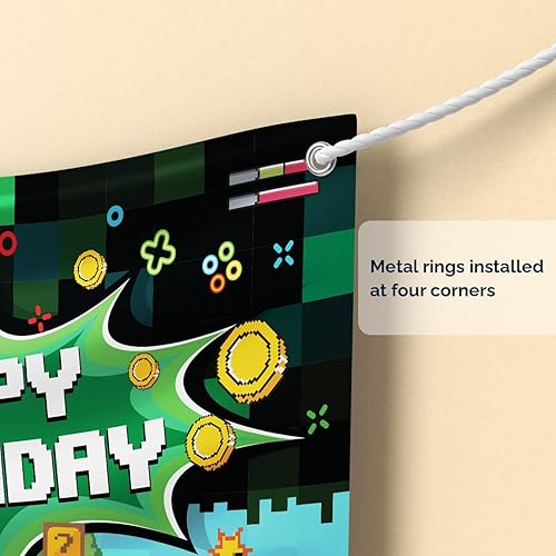 Miniatura 6 de Kit de decoración de fiesta de videojuegos, incluye telón de fondo de fotografía y 10 accesorios de cabina de fotos de estudio para selfies con