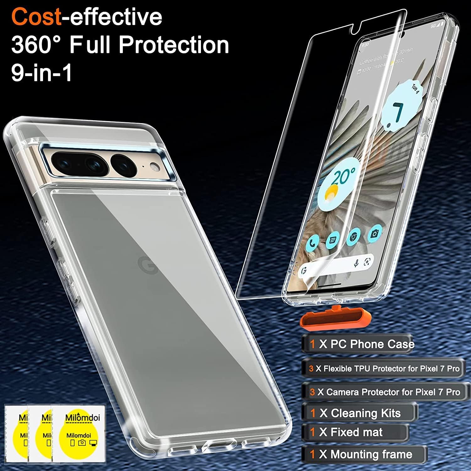 Milomdoi [9+9Pack] 9H for Samsung Galaxy S23 Ultra Screen Protector Tempered Glass Accessories, 9 Pack Full Coverage Screen Protector for Samsung S23 Ultra 5G 9 Pack Camera Lens Protector Case Fit