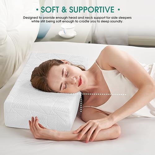 Miniatura 2 de BETU Almohada cúbica para dormir de lado (24 x 12 x 6 pulgadas, extra gruesa), almohadas de espuma viscoelástica para dormir, almohadas