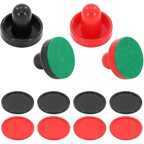 16 PCS Air Hockey Pucks and Paddles, Great Goal Handles Pushers, Air Hockey Replacement Parts for Game Tables(4 Pushers, 4 Pads, 8 Pucks)