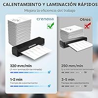Vista 3 de Crenova Máquina laminadora con 10 hojas de laminación, máquina laminadora A4 caliente y fría con tecnología de calentamiento rápido, laminador