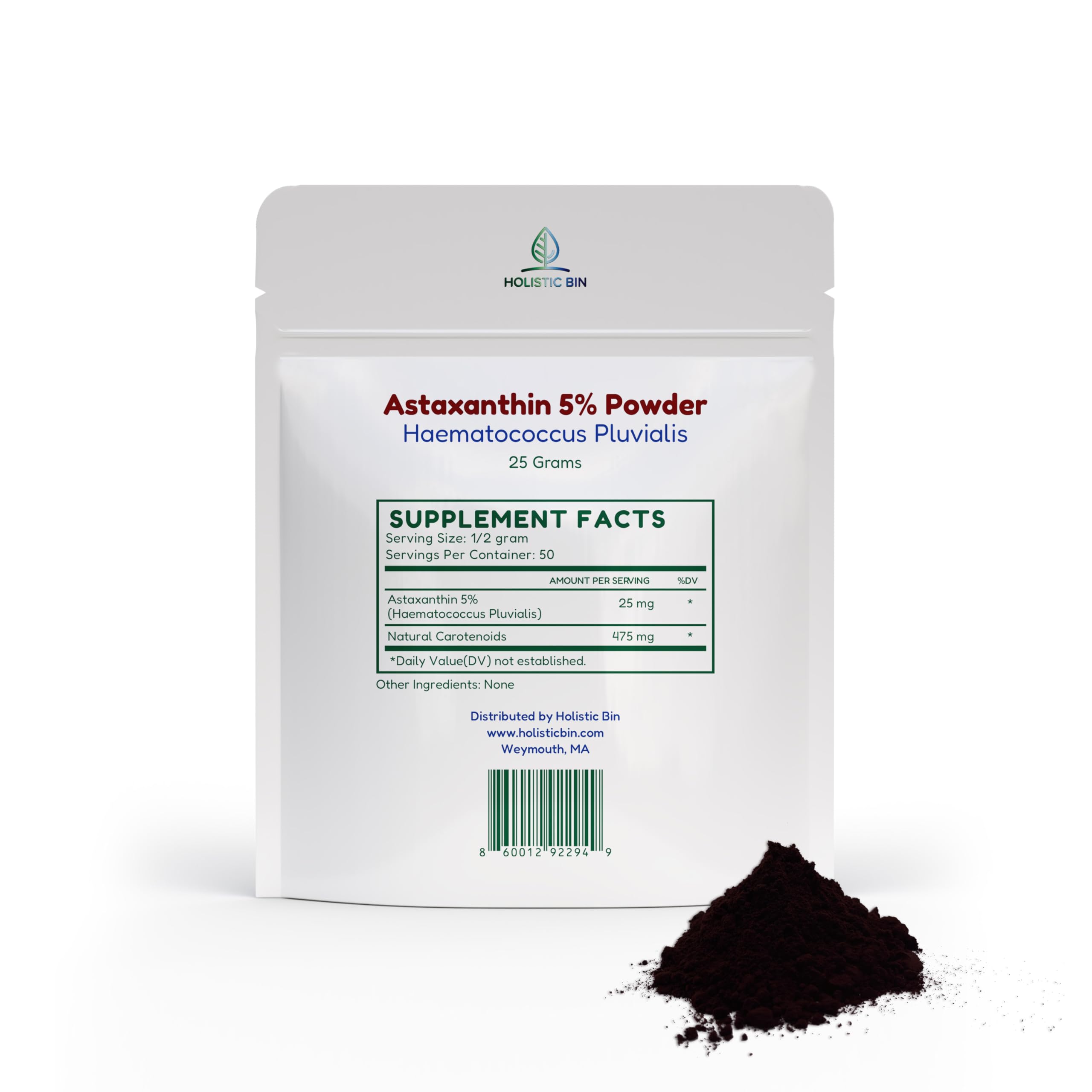 Holistic Bin Pacific Astaxanthin Powder | 5% Haematococcus Pluvialis | 25 g — Amazon image 2