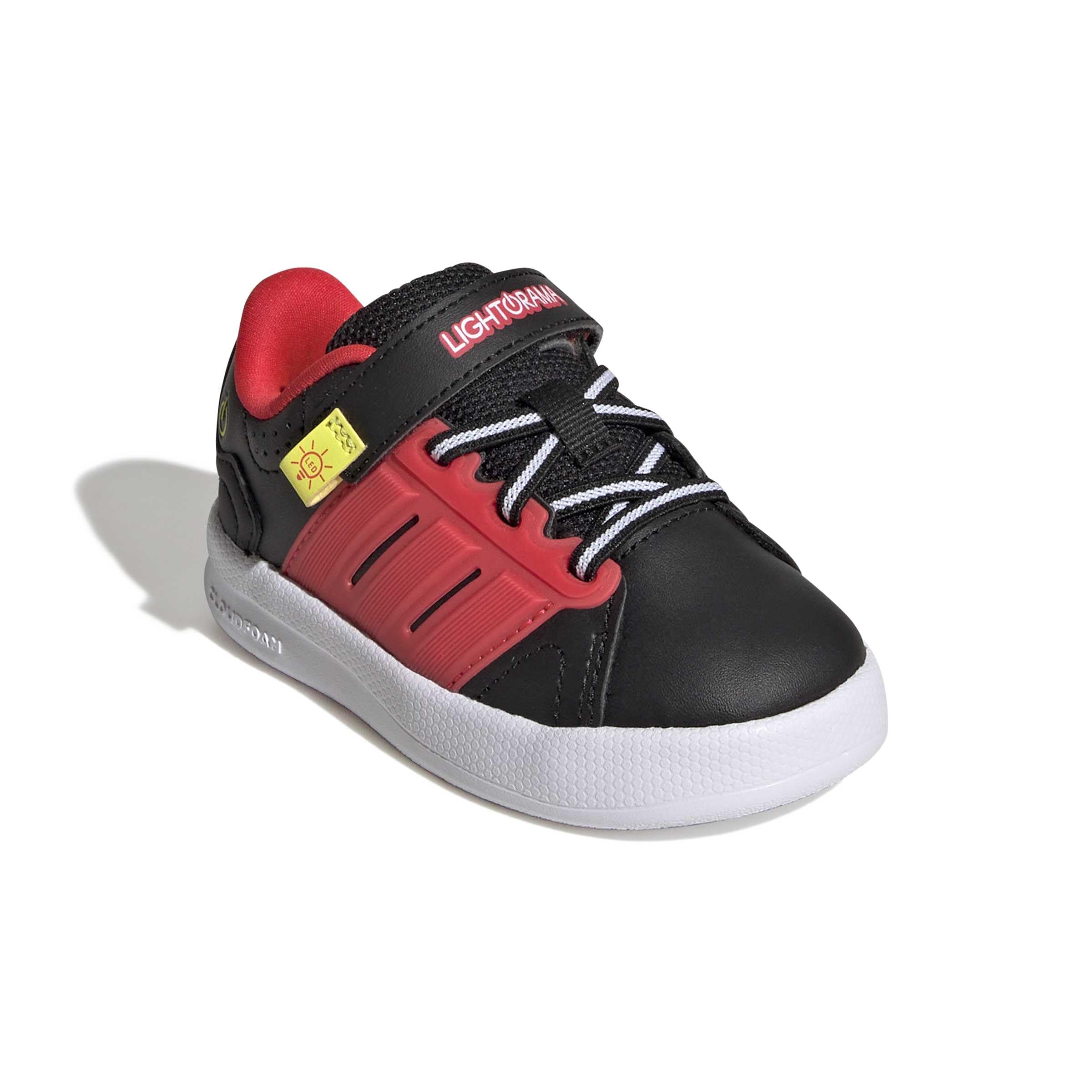 adidas Unisex - Bimbi 0-24 Lightorama Court Infants Shoes, Core Black/Lucid Red/Solar Lemon, 24 EU