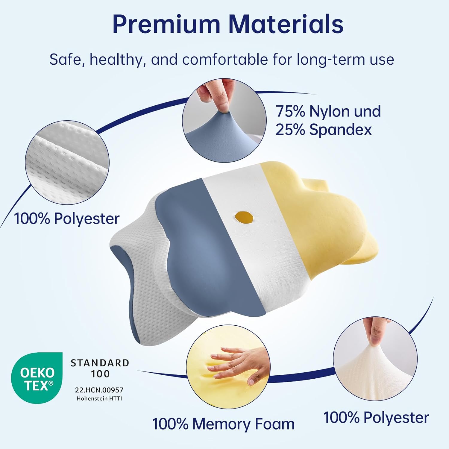 Cervical Neck Pillow, Ergonomic Memory Foam Pillow - Orthopedic Design for Side, Back, and Stomach Sleepers (Blue, 26''x15.76''x5.52'')