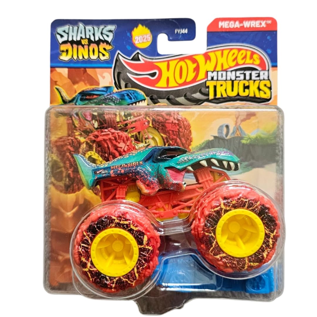 Hot Wheels Monster Trucks Sharks vs Dinos Mega-Wrex, 2025 Edition