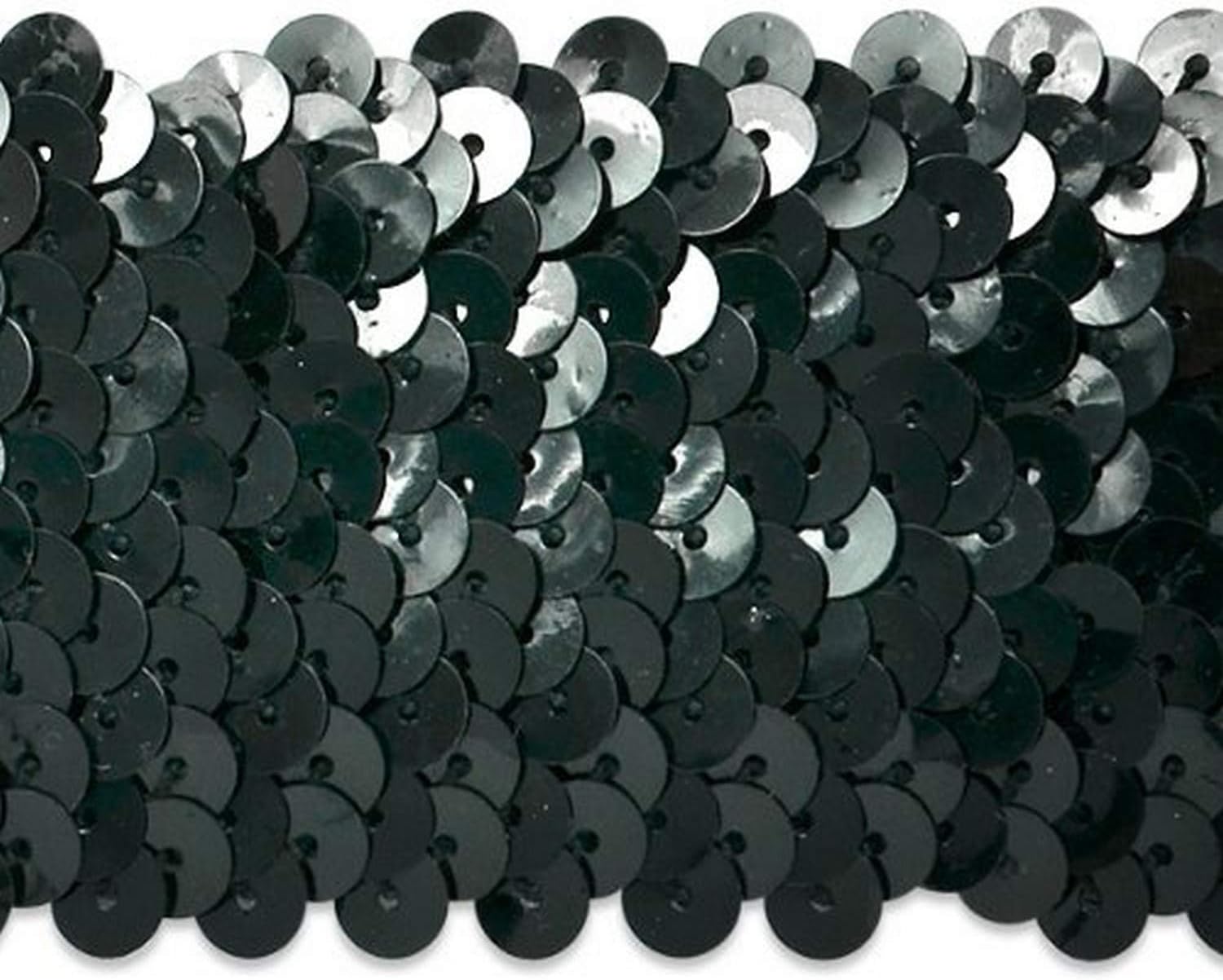 Expo International 5-Row Metallic Stretch Sequin Trim, Versatile Sequins for Crafts, Durable Trim for Costumes, Fashion, and Home Decor, Black, 3/4-Inch, 10-Yard Cut