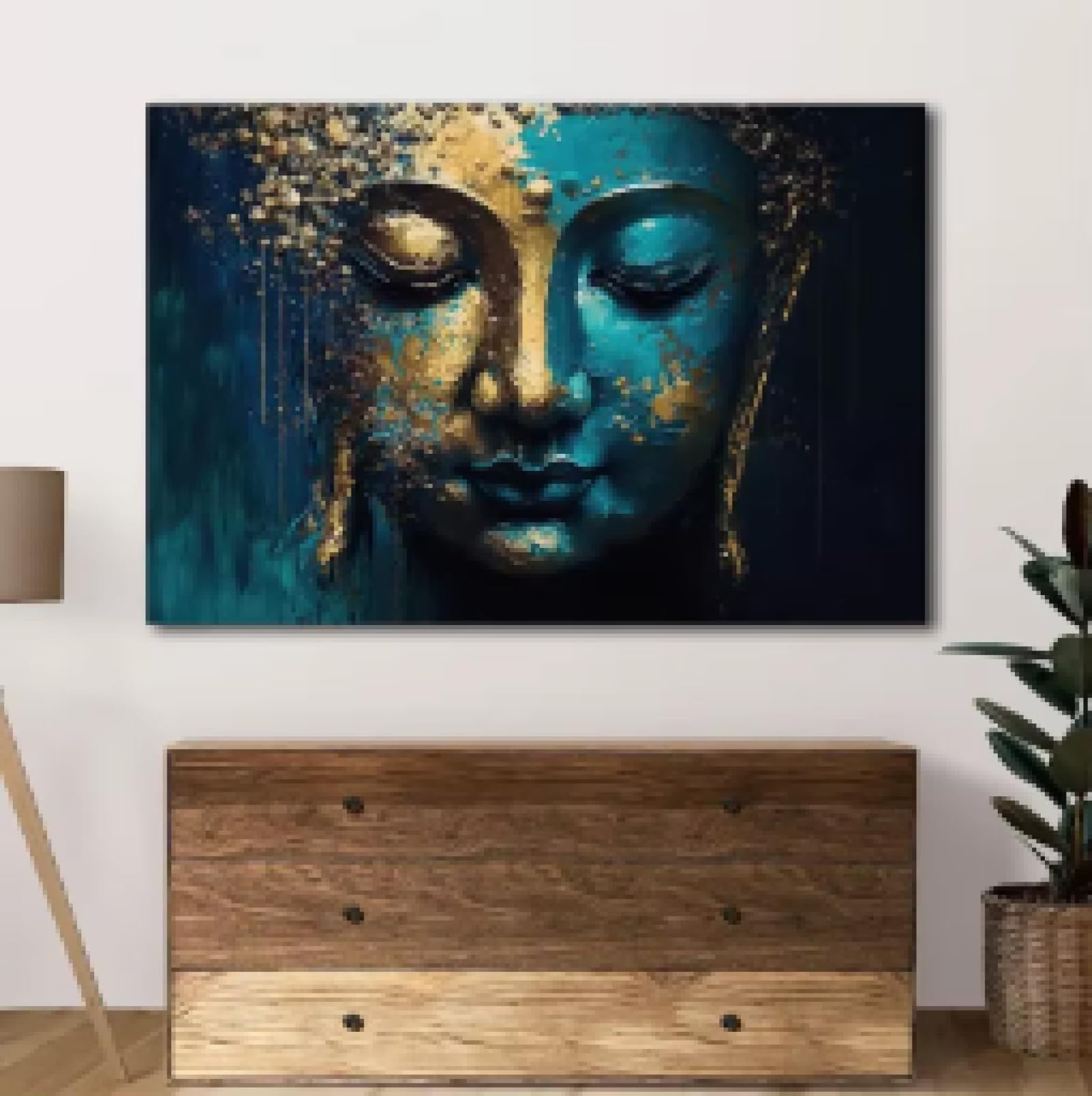 MAIMANG Klasyczny Budda druk na płótnie sztuka religijna ściana salon dekoracja sztuka azjatycka dekoracja ścienna plakat 60 x 80 cm bez ramy