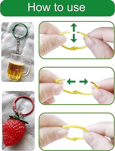 Vista 14 de Llaveros o llaveros, anillos de hoja suelta de 1 1/5 pulgadas para llaveros, anillos de tarjetas abiertas, anillos de clip para anillos de libros