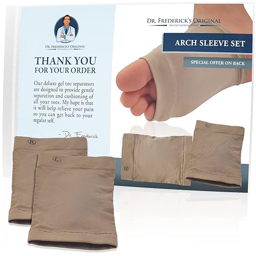 Miniatura 2 de Dr. Frederick's Original Juego de mangas de soporte de arco, 2 piezas, fundas de gel suaves para el dolor de pie plano, soporte de arco, alivio del