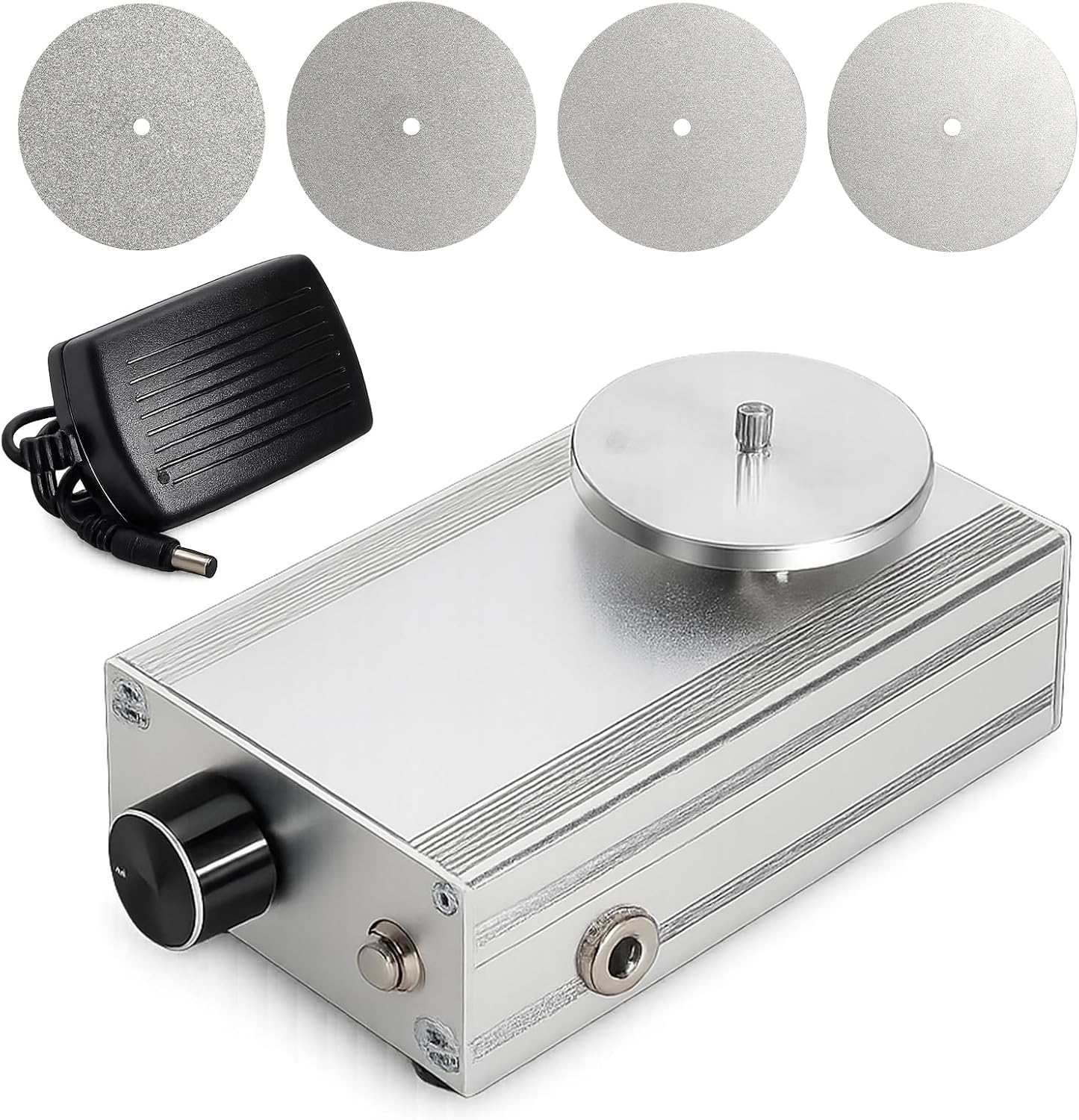 CHENNTAI Engraving Knife Sharpening Machine, 4000RPM Carving Tool Sharpener with 4 Grit Grinding Discs 200 800 2000 3000 Portable Graver Grinder Polisher for Engraving Cutter CNC Tool Crafts