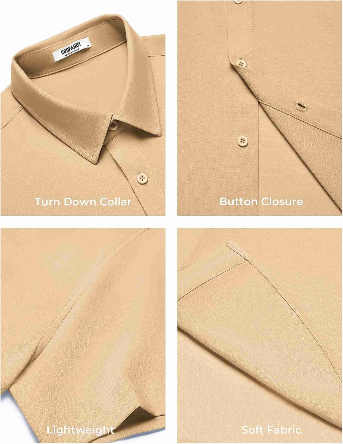 COOFANDY Mens Button Down Shirts Short Sleeve Casual Shirt Summer Beach Wedding Shirts - Image 5
