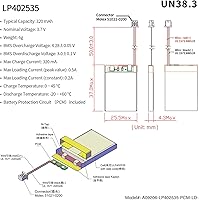 Vista 2 de EEMB Batería de polímero de litio 3.7V 320mAh 402535 Lipo Batería recargable con conector Molex de alambre para altavoz y dispositivo inalámbrico