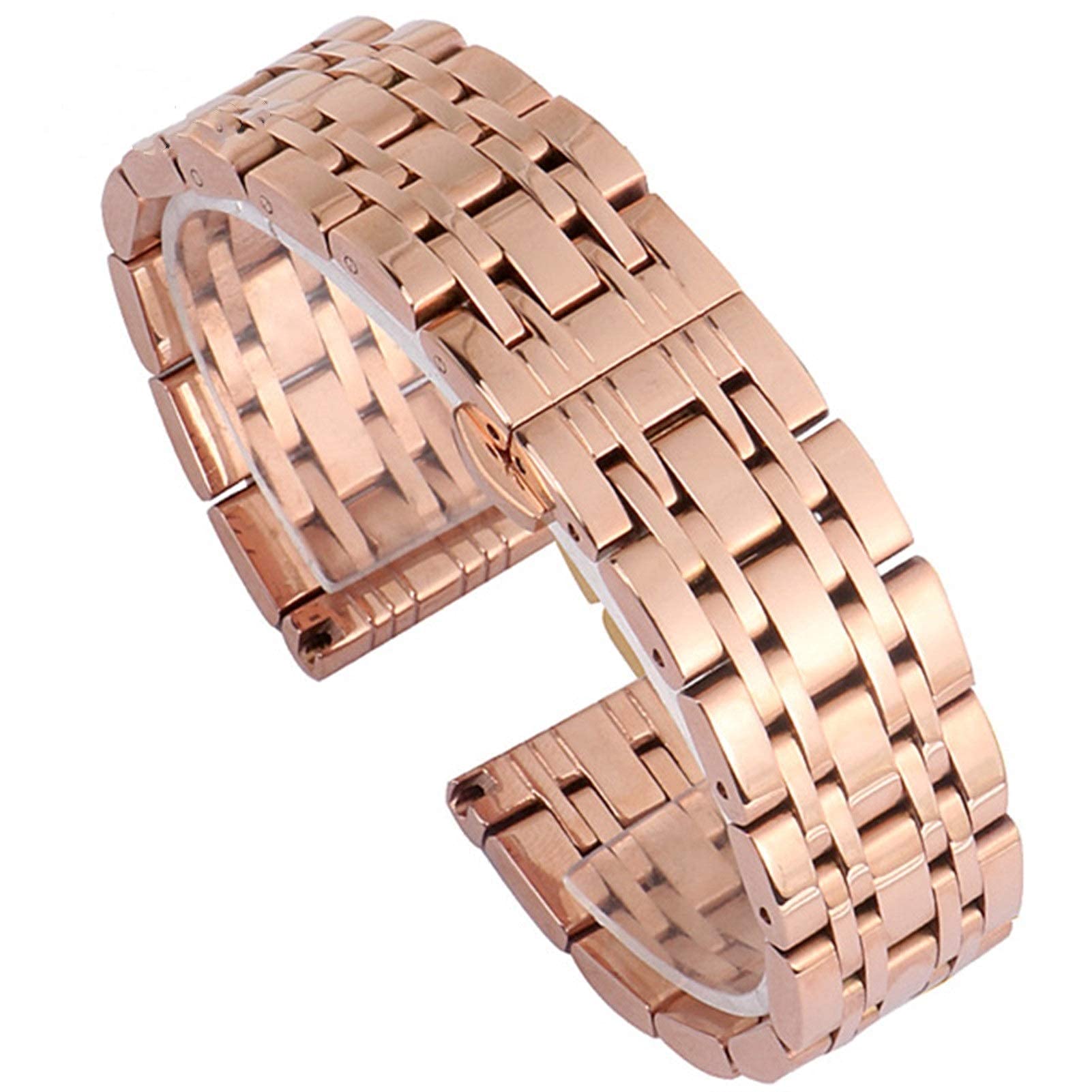 Cinturino per Orologio da 12 mm, 14 mm, 16 mm, 18 mm, 20 mm, in Acciaio Inossidabile Massiccio, con Chiusura a Farfalla, per Uomo e Donna, Bracciale di Ricambio in Metallo Lucido.