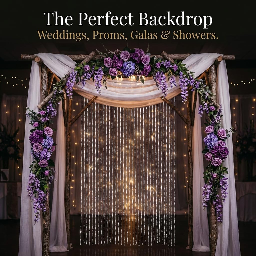 Anderson's Silver Diamond Curtain Wedding Decoration, 36 Inches x 9 Feet