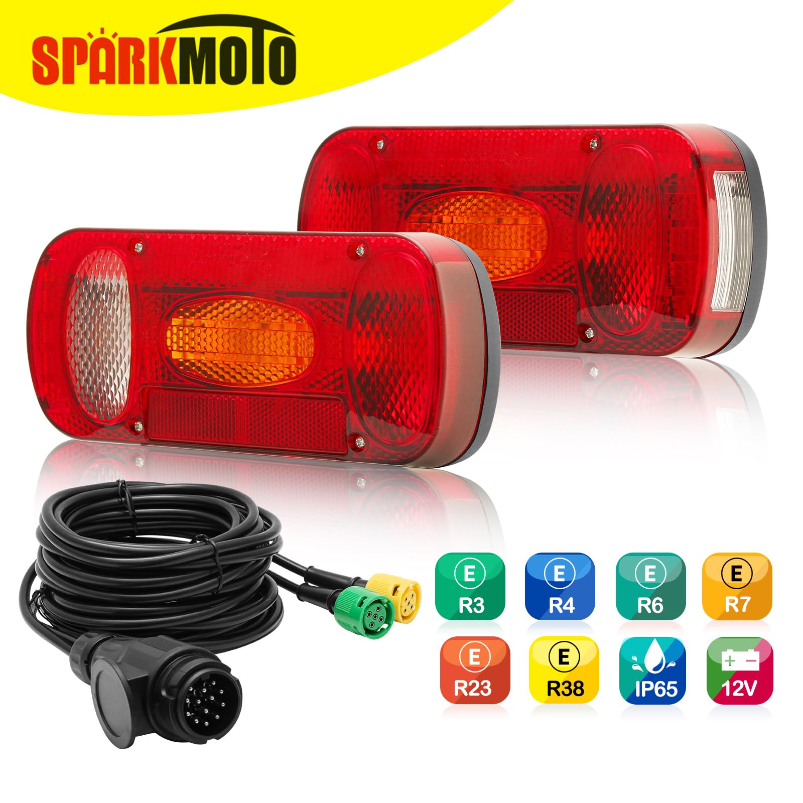 Kit Fanali Posteriori Rimorchio 13 Poli Con Cablaggio Cavo 5.5 m Spina 13 Poli,Set Di Luci Rimorchio 13 Pin Con Cavo Connettore Baoionetta