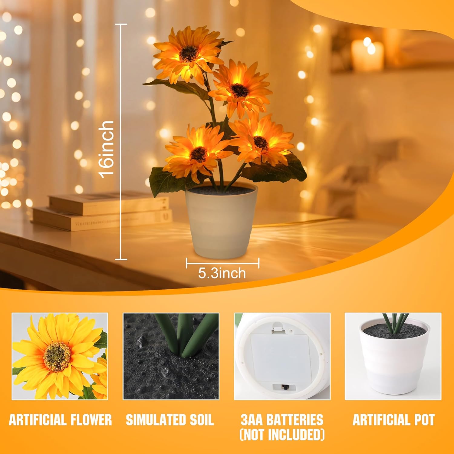 Sunflower Lamp Gifts for Women Mom Grandma Girlfriend Friend Wife Her Christmas Valentines Mothers Day Anniversary Birthday Gifts, Bedroom Bar Coffee Shop Sunflower Light Lamp Decor