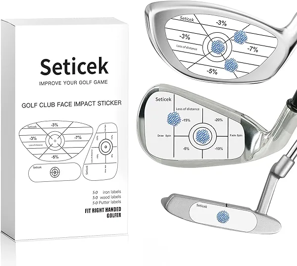 Seticek Golf Impact Tape Labels |Self-Teaching Sweet Spot and Consistency Analysis | Improve Golf Swing Accuracy and Distance |Choose Between 150 Pc and 300 Pc