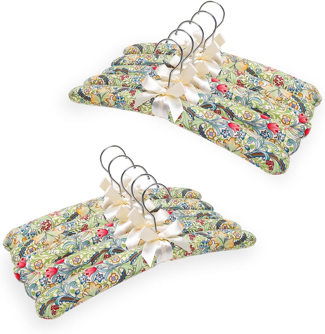 NEOVIVA Padded Hangers for Women Clothing, Green Padded Clothes Hangers for Women, No Shoulder Bump Hangers for Adult, Padded Clothes Hangers for Women Sweaters, Dresses, Suits (10 Pack)