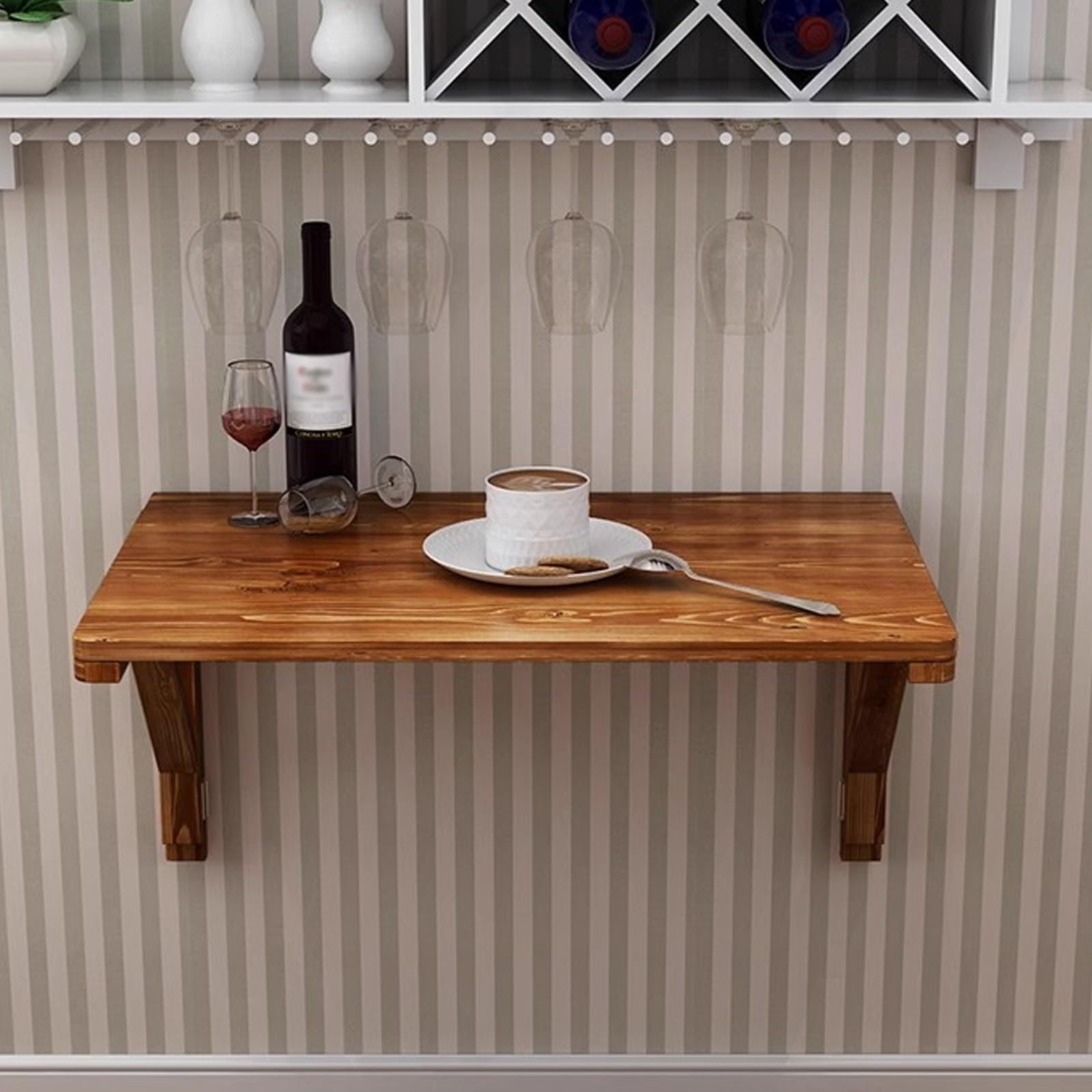Mesa de pared plegable de madera maciza para montar en la pared, banco de trabajo que ahorra espacio para oficina en casa, cocina o espacios pequeños, diseño versátil