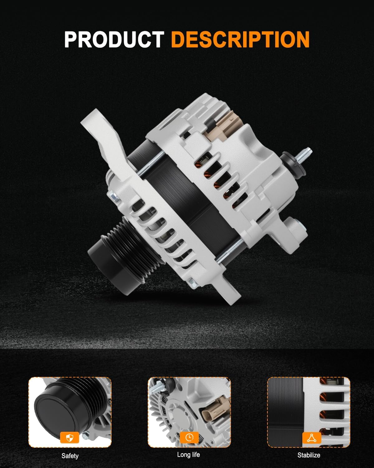 ASAPE 11440N High Output Replacement New Alternator Fit for 2009 2010 2011 2012 2013 2014 2015 2016 2017 2018 2019 2020 for Dodge Journey 2.4L