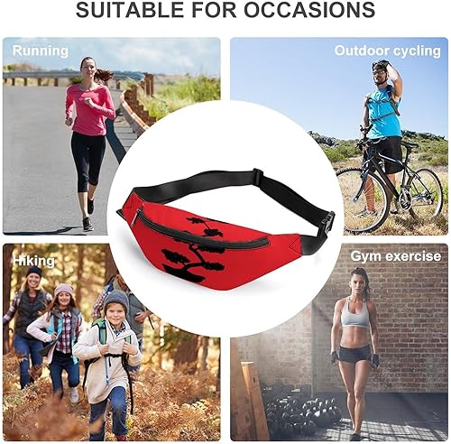 Miniatura 3 de Riñonera cruzada japonesa con diseño de árbol bonsái con correa ajustable para hombres y mujeres