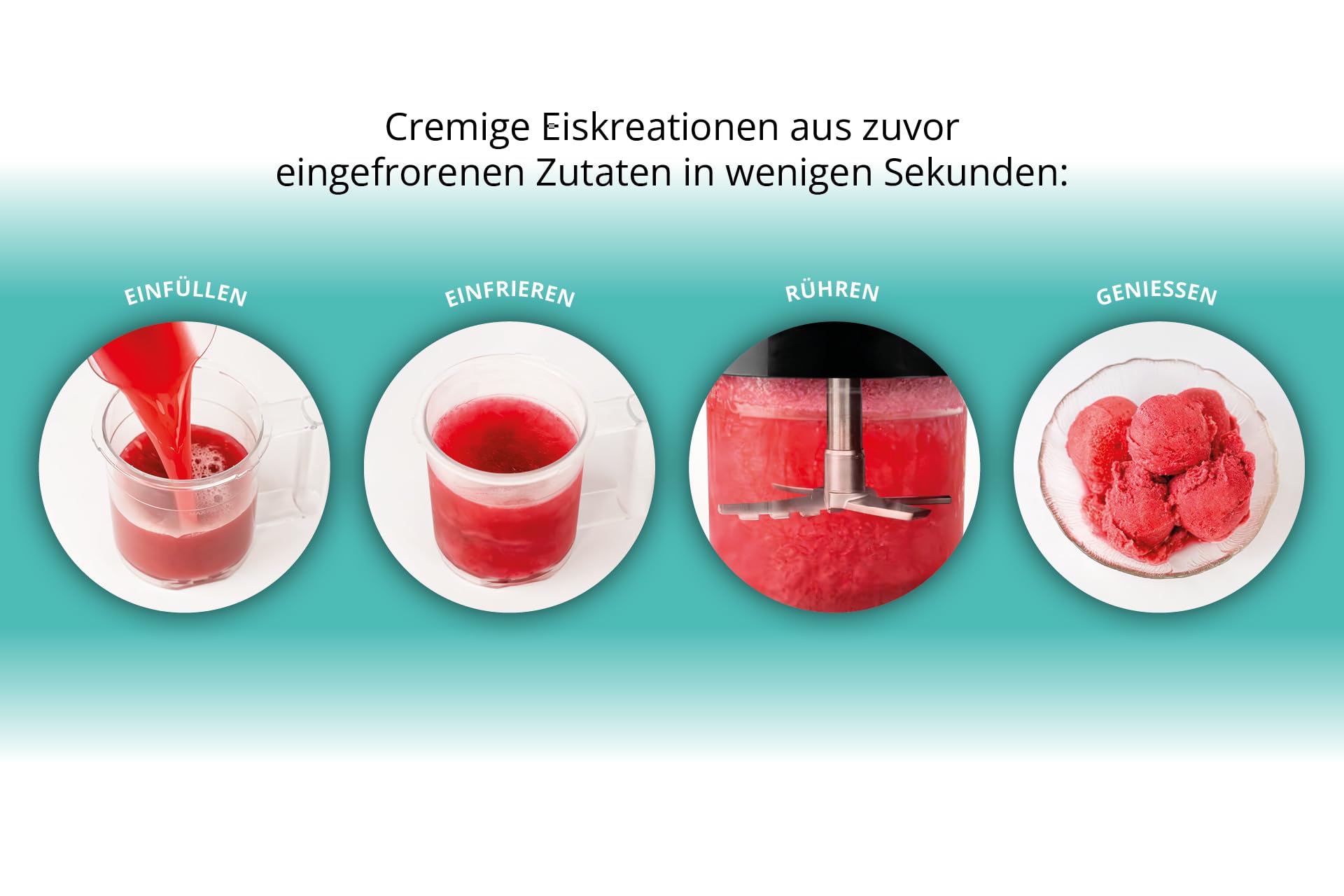 Unold Eismaschine Cream Dream 48805, 3x 500 ml Behälter, 8 Programme, Touchscreen, für Eiscreme, Gelato, Sorbet & Frozen Drinks, entnehmbares Messer