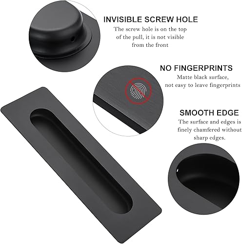 Vista 33 de Cozy Tower Tiradores de dedos empotrados de 6 pulgadas para puerta corredera de bolsillo, tiradores de puerta de armario, manijas de puerta de Oro