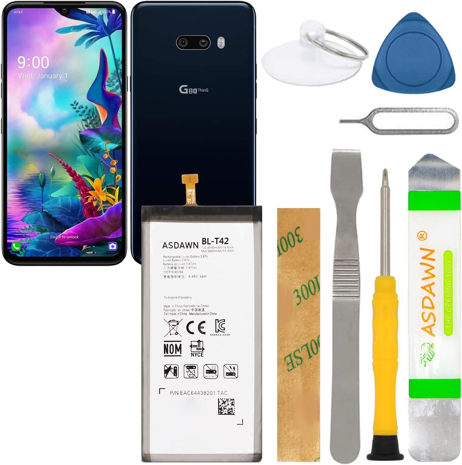 BL-T42 Battery for LG G8X ThinQ LMG850EMW LMG850UM9 LMG850UM LMV515N LMG850EM LMG850QM7X/ LG V50 ThinQ LMV450PM LMV500XM LMV500N/ LG V50S ThinQ 5G LMV510N/ LG K51 LMK500MM LMK500QM Replacement+ Tools