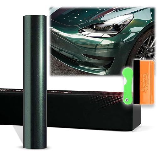 12"x60" (1FTx5FT) Gotland Green PET Super Gloss Metallic High Glossy Vinyl Wrap Auto Car Sticker Decal Film Sheet Bubble Free Air Release Technology with Tool Kit