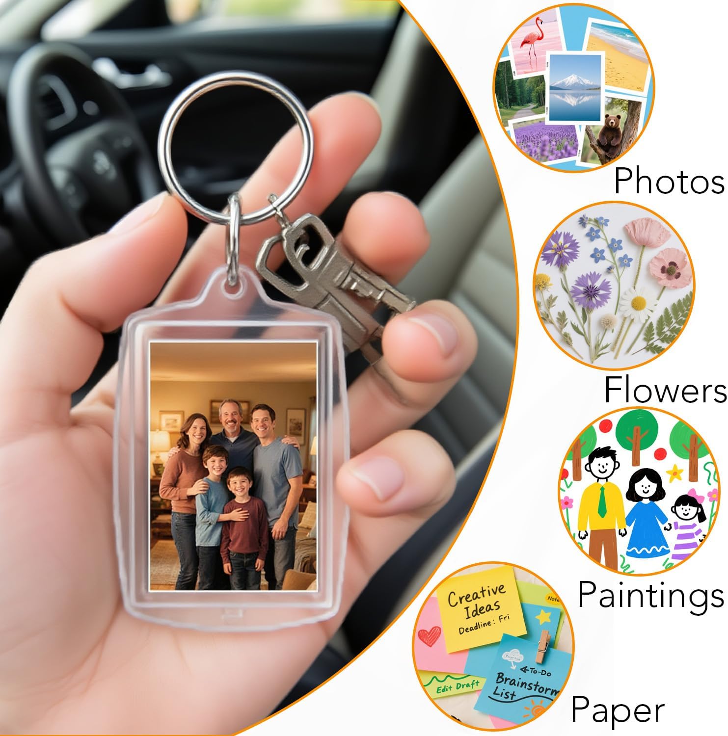 150-Pack Clear Acrylic Photo Keychains - Blank Insert Keychain with Metal Ring for DIY Personalization, Gift Favors, Double-Sided Display (2.17" x 1.57")
