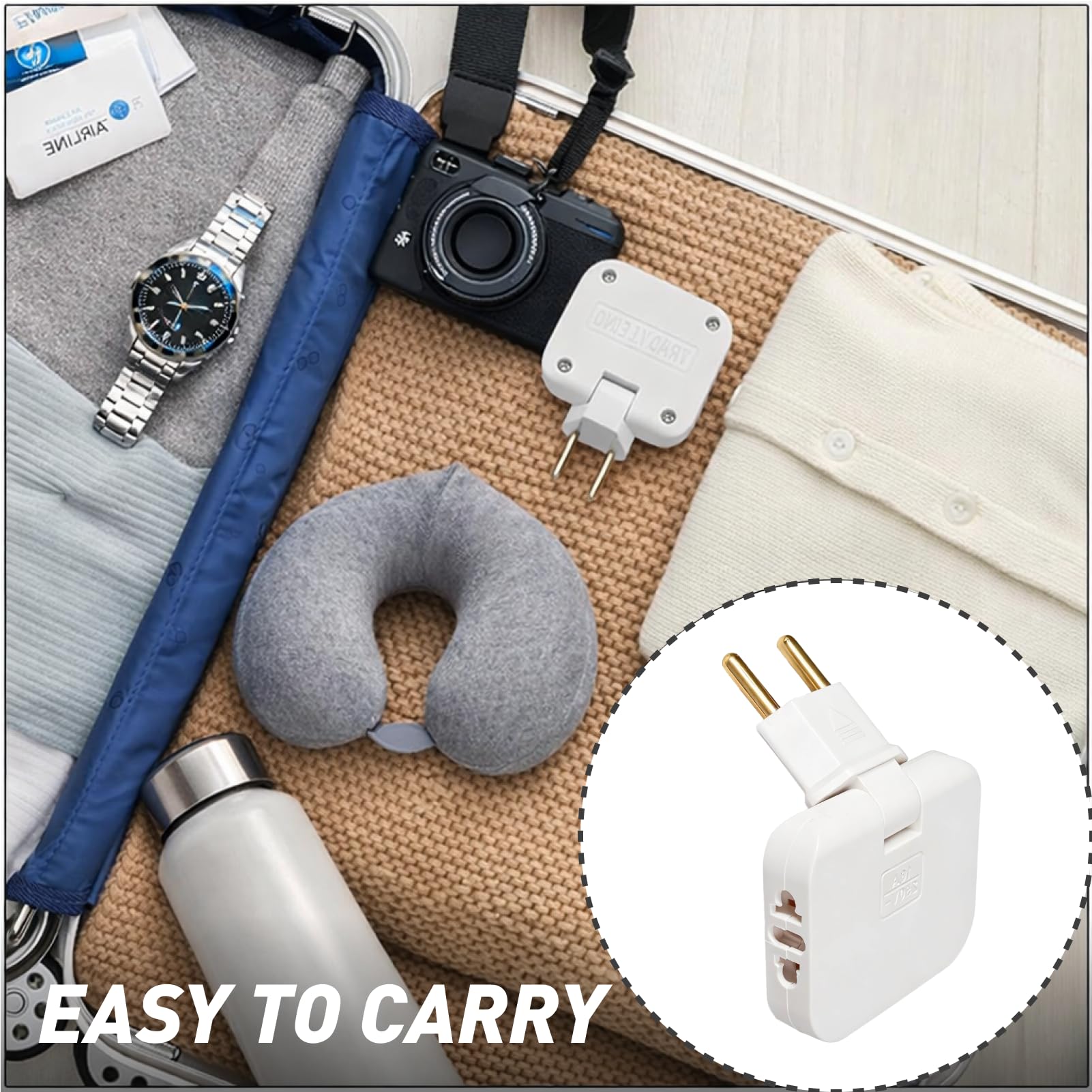 4 Piezas Ladrón Enchufe Plano de Pared con 3 Tomas, Adaptadores Giratorios 180° Ultraplanos, Multiplicador Enchufe para Viajes y Uso Doméstico, Compatibles con Enchufes Europeos y Americanos — view 6