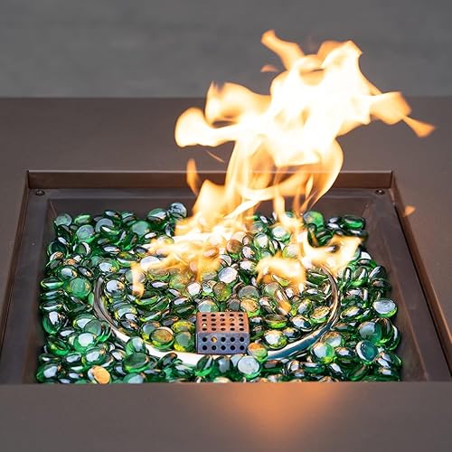 Miniatura 7 de onlyfire Cuentas de vidrio planas para hoguera de propano, rocas de vidrio reflectantes de 12 pulgada, canicas planas de 10 libras para chimenea de