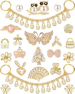 24Pcs Bling Shoe Charms Designer Decoration Rhinestone Chain Pearl Gems Rhinestone Luxury Accessories for Women Girls Party Favors Birthday Gifts