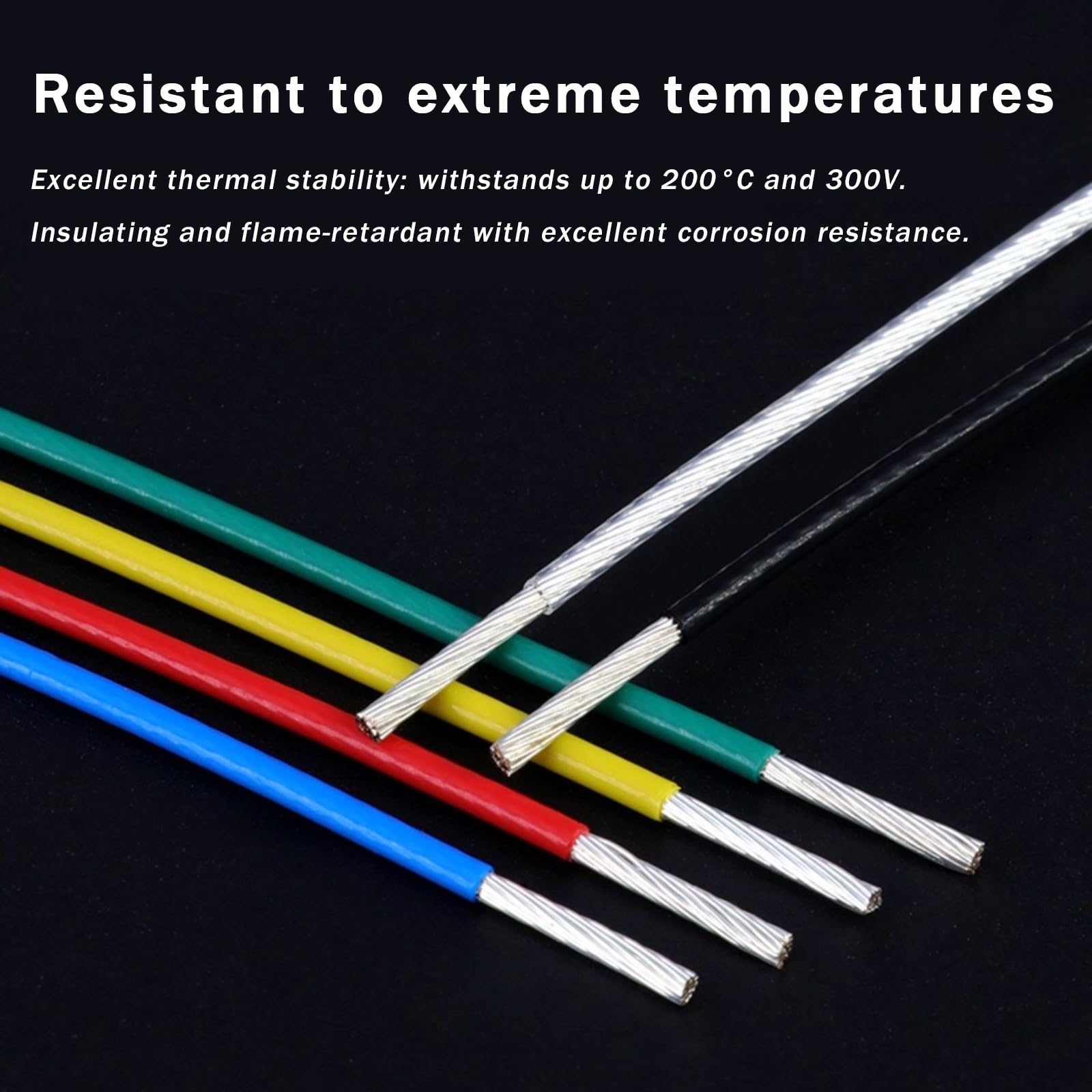 Teflon 392°F Hochtemperaturdraht, Flexibles, Verlustarmes Kabel 30/28/26/24 Gauge, 6-30AWG Sauerstofffreies Kupfer Mit Versilberten Kernen, Draht For Kopfhörer, Kommunikation, Beleuchtung(15ft,18AWG)