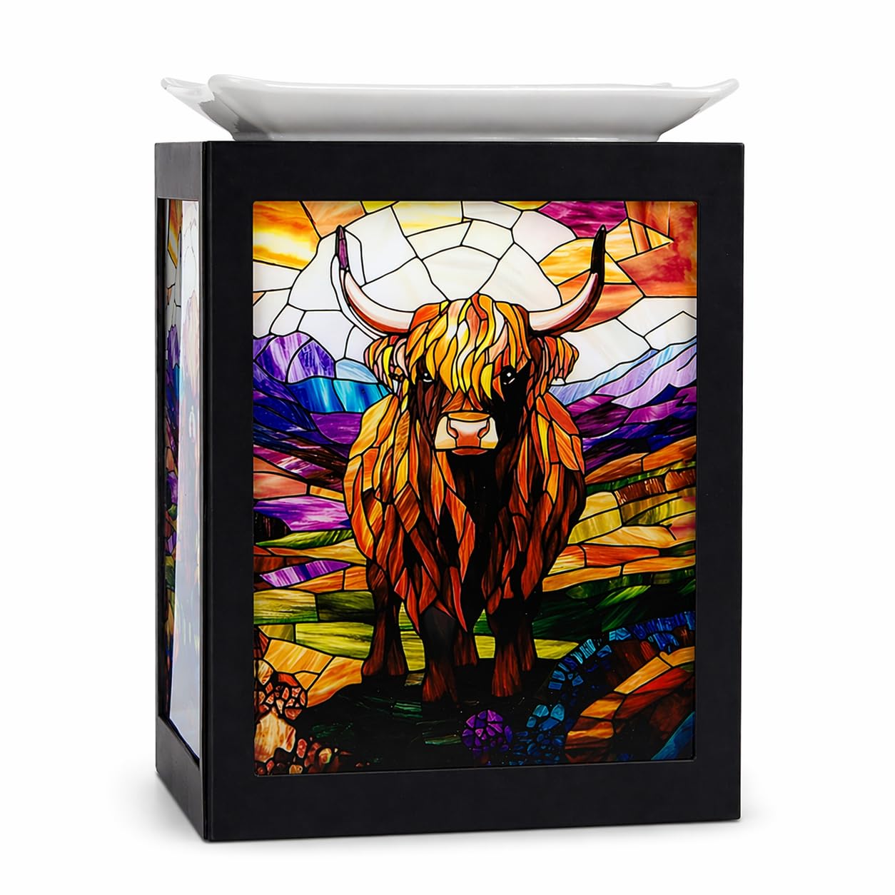 Cello Highland Cow Electric Wax Melt Burner - Golden Design Aroma Oil Diffuser New Home Fragrance Lamp Essential Oils & Wax Melts Bedroom Living Room Decor Gift For Her Autumn Present